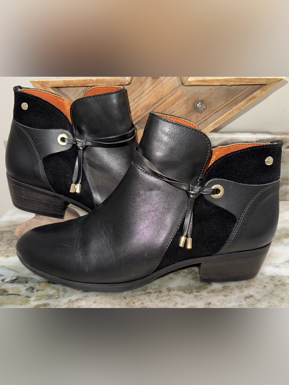 PIKOLINOS Black Leather DAROCA Ankle Booties EU 40 US 9 / 9.5